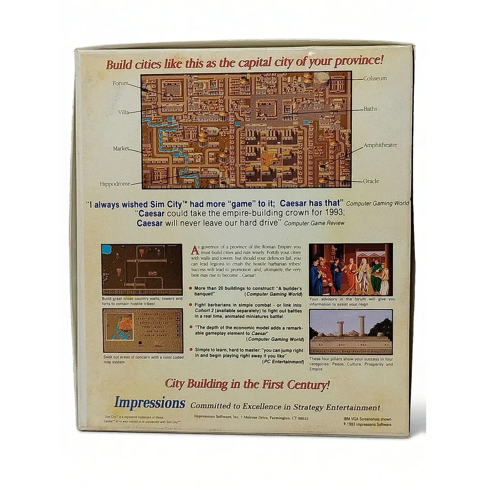 Vintage 1993 Caesar Big Box PC Game Cohort II Expansion Impressions DOS Strategy
